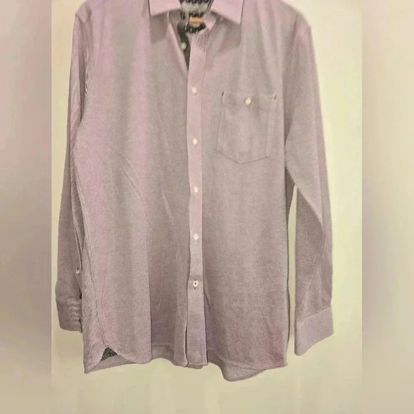 Ted Baker London Shirt Mens Small Purple Broader Slim Fit Pique Flip Cuff - Picture 2 of 12